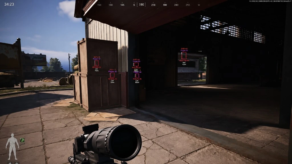 Player ESP boxes with distance and health through walls